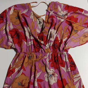 Eagel Morgan Women's V-Neck Drawstring Waist Mini Dress SIZE L